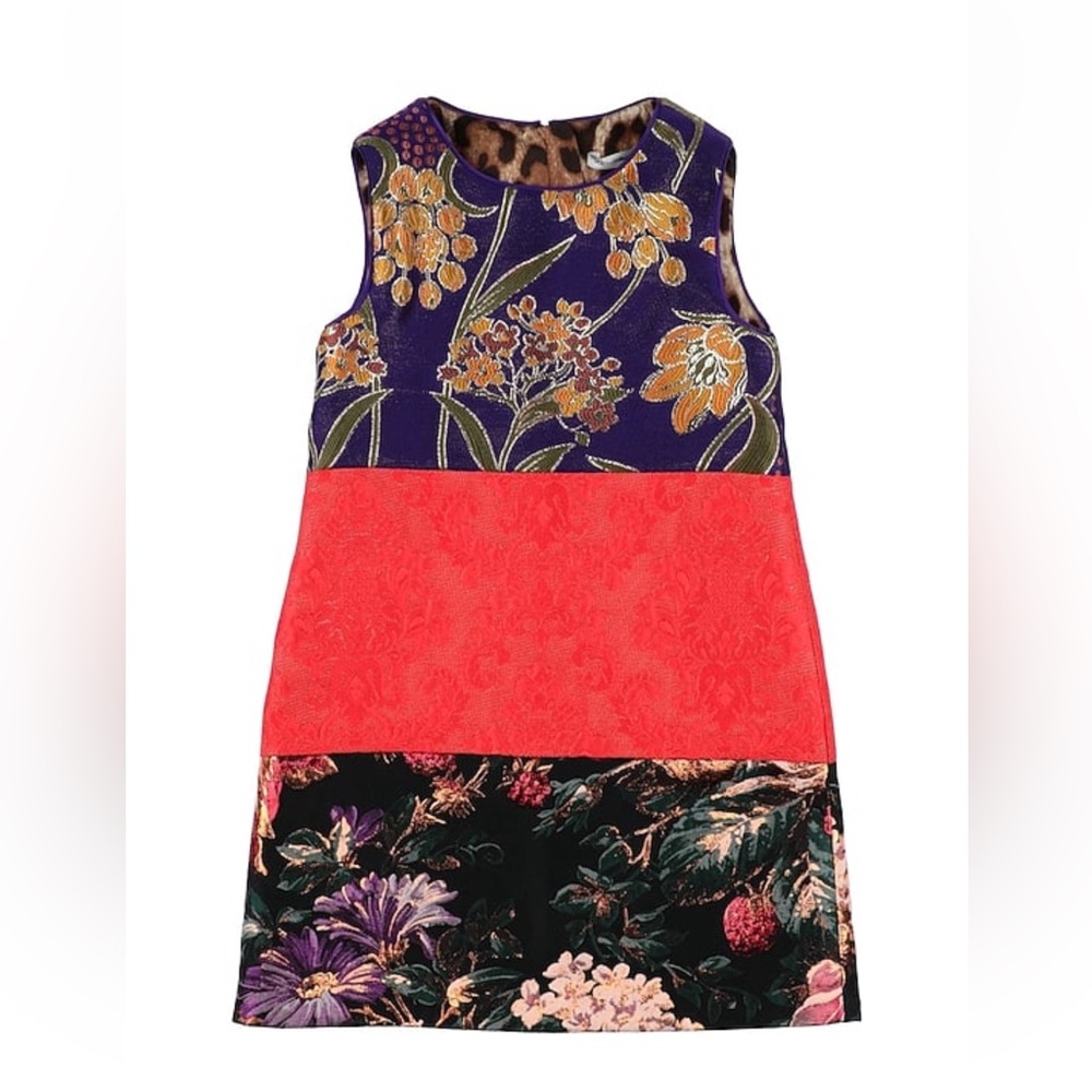 Dolce & Gabbana Purple Red Black Floral Panel Dress